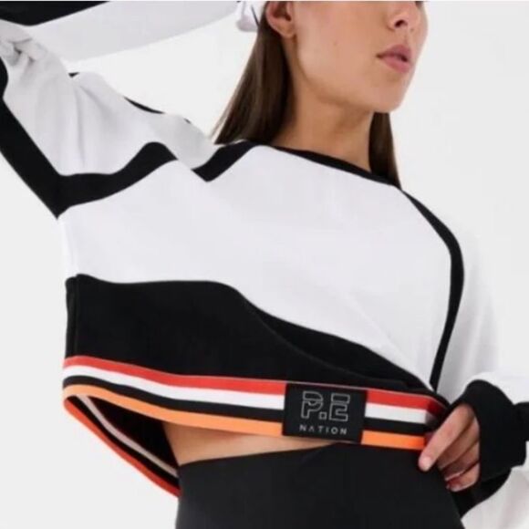 NWOT P.E Nation Legacy Organic Cotton Sweatshirt in Optic White Pullover - Picture 6 of 12